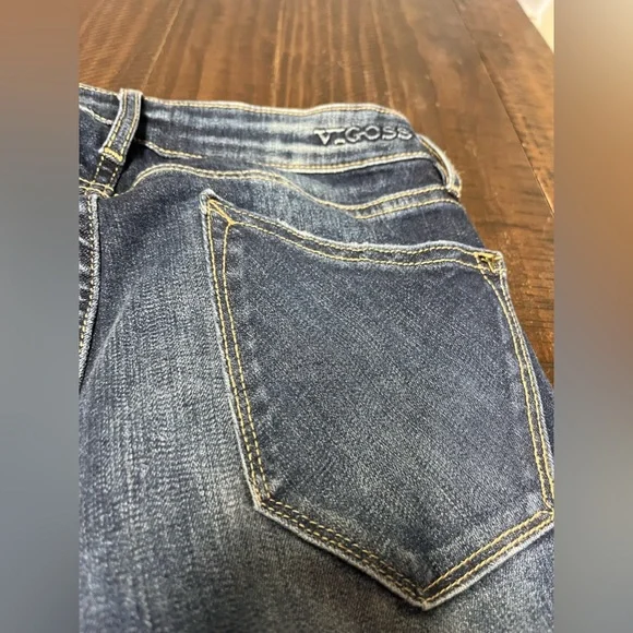 Vigoss Thompson Tomboy Fit Ankle Denim Jeans Low Waist Rise Distressed Dark Wash - Picture 9 of 13